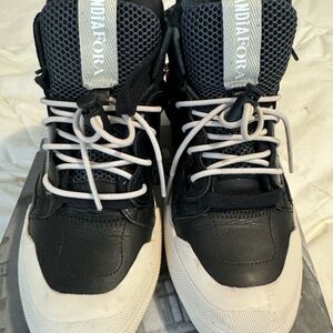 Andia Fora Italian Made hip Black and White High-Top Sneakers